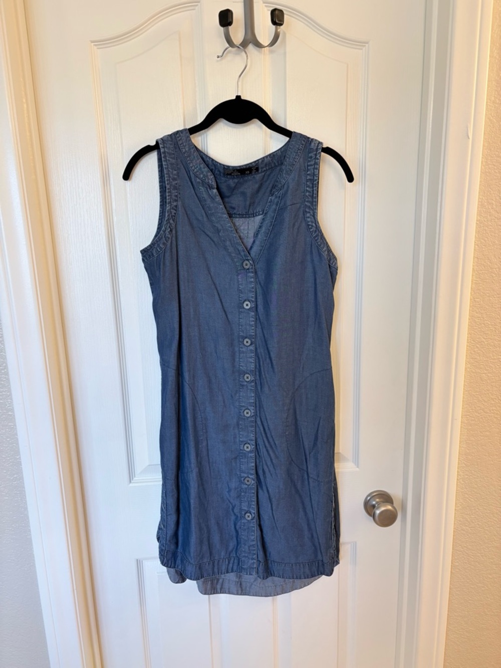Prana Blue Chambray Button-Front Sleeveless Dress
